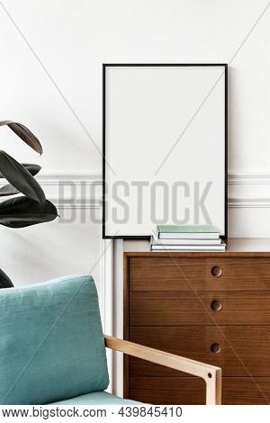 Mid century modern reading nook in an apartment