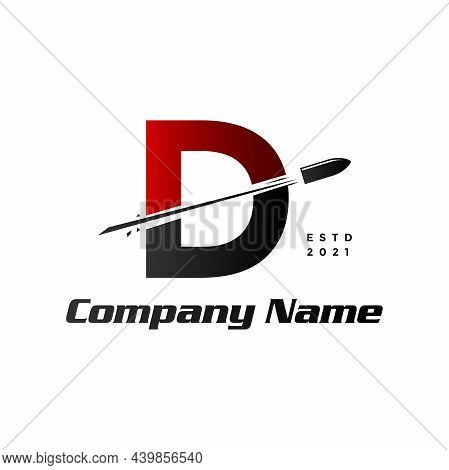 Simple, Clear And Modern Illustration Logo Design Initial D Combine With Bullet Shot.
