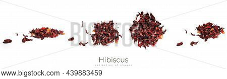 Hibiscus. Red Hibiscus Leaves Isolated On A White Background. Karkade. Karkade Tea.