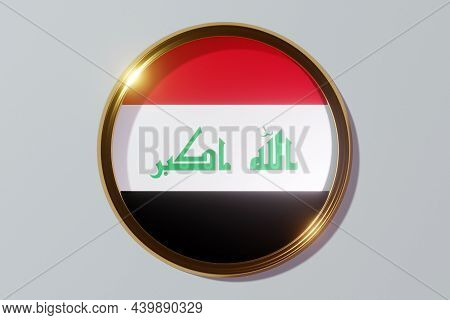 The National Flag Of Irak
 In The Form Of A Round Window. Flag In The Shape Of A Circle. Country Ico