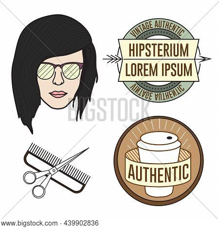 Colorful Vector Undercut Hairstyle Girl Illustration Set