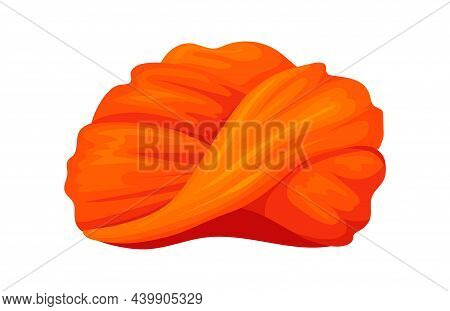 Farmer Turban. Red Traditional Headgear, Flat Vector Illustration Isolated On White Background