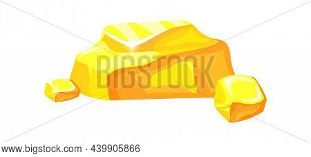 Gold Material From Mine. Shiny Large Nuggets, Money Objects, Cartoon Vector Icon Isolated On White B