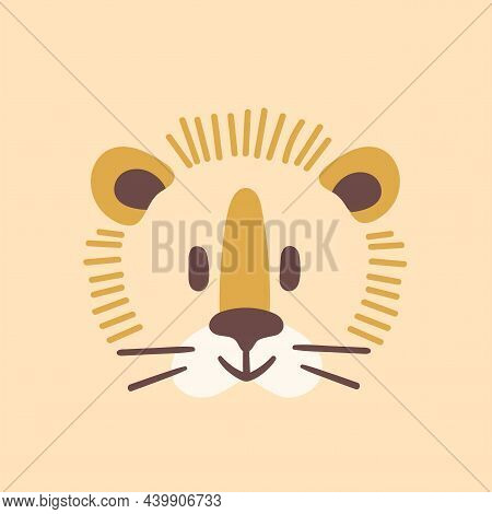 Leon Portrait. Childish Hand Drown, Vector Illustration Isolated On White Background