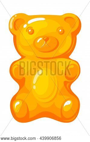 Marmelade Bear. Orange Gummie Gelatin Dessert, Cartoon Vector Illustration Isolated On White Backgro