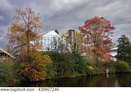 13 November 2021, Leiden, Netherlands, Facade Of Greenhouse Of The Hortus Botanicus In Leiden. This 