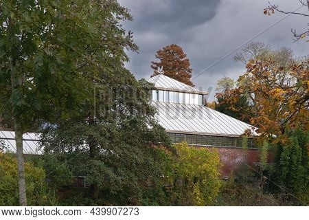 13 November 2021, Leiden, Netherlands, Facade Of Greenhouse Of The Hortus Botanicus In Leiden. This 