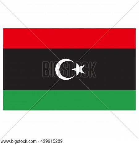 Flag Of Libya On White Background. Libya Flag Sign. Flat Style.