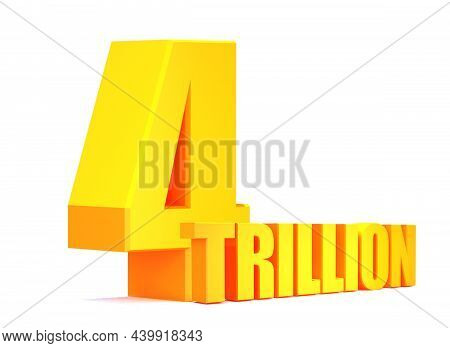 Gold 4 Trillion Views Word On White Background.3d Illustration