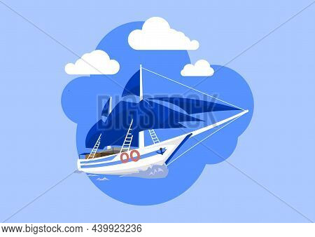 The Illustration Of A Sailing Boat In Vector. Easy To Edit In Eps Format. Suitable For Business Rela