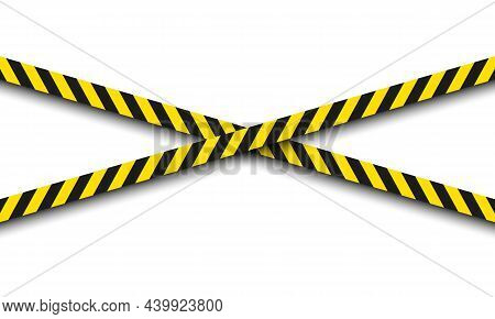 Yellow And Black Danger Cross Lines Ribbons.