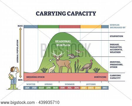 Carrying Capacity As Maximal Reproduction Level With Seasonal Surplus Outline Diagram. Labeled Educa