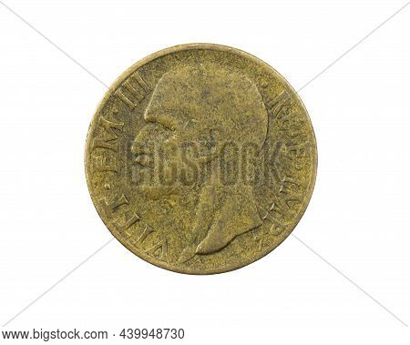 Italy Ten Centesimi Coin On A White Isolated Background