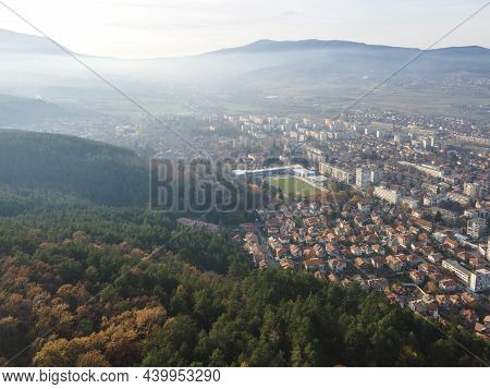Amazing Aerial Sunset View Of Town Of Kyustendil, Bulgaria