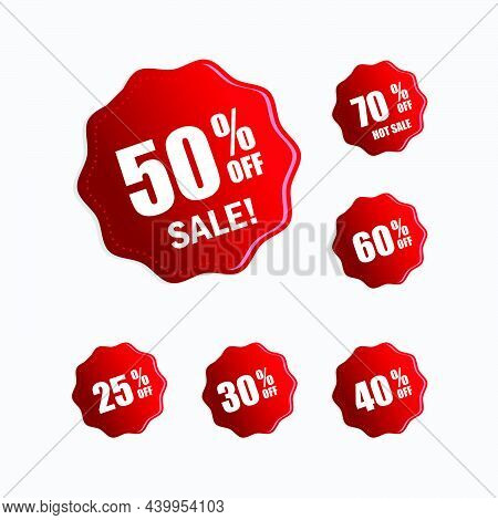 A Set Of Red Color Percentage Sale Banner Template For Sales Promotion Signs