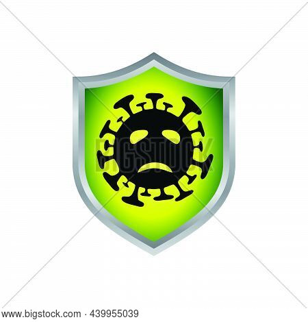 A Silver Shield With Quarantine Virus Icon Inside