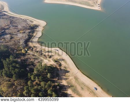 Amazing Aerial View Of Drenov Dol Reservoir, Kyustendil Region, Bulgaria