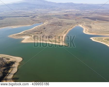 Amazing Aerial View Of Drenov Dol Reservoir, Kyustendil Region, Bulgaria