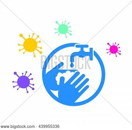 A Blue Circle With Hand Wash Icon Inside To Represent A Clean Hand Can Prevent From The Spread Of Ge