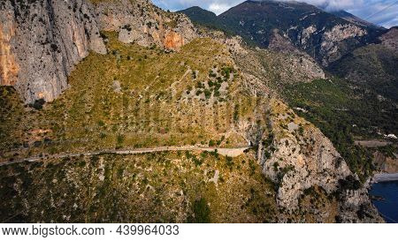 Amazing Coastal Road At Sapri - The West Coast Of Italy - Aerial View - Travel Photography