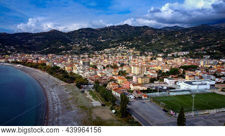 The Beautiful Village Of Sapri At The Italian West Coast - Aerial View - Travel Photography