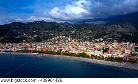 The Beautiful Village Of Sapri At The Italian West Coast - Aerial View - Travel Photography