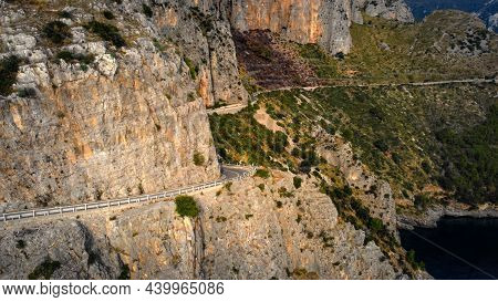 Amazing Coastal Road At Sapri - The West Coast Of Italy - Aerial View - Travel Photography