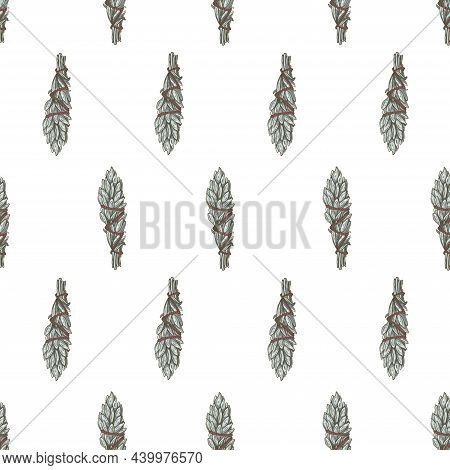 Boho Seamless Pattern With Sage Smudge Stick