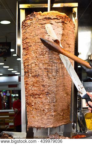 About Street Food In Turkey Doner Kebab Is Always Preferable, Meat Doner Kebab In A Restaurant In Is