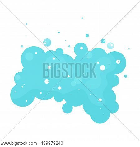 Blue Soap Bubbles, Suds And Foam Vector Icon. Effervescent Air Isolated On White Background. Abstrac