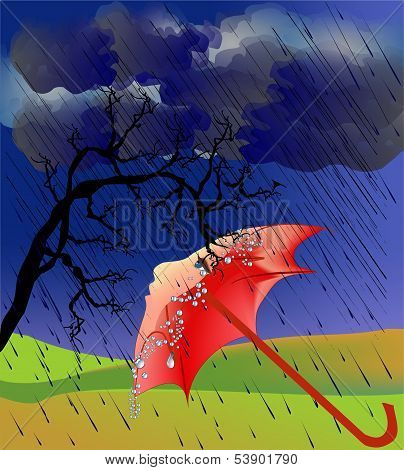 Fall impression with umbrella,