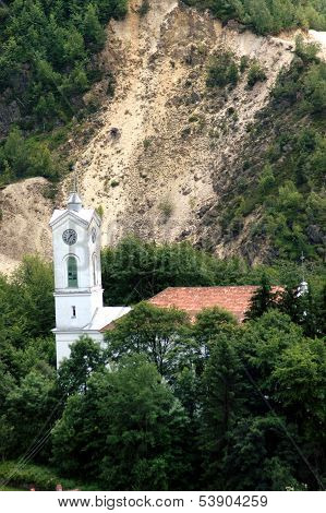 Rosia Montana. Unitarian church in danger near the gold mine