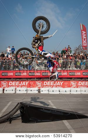 Pilot Performs A Backflip At Eicma 2013 In Milan, Italy