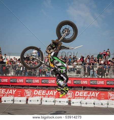 Pilot Performs A Backflip At Eicma 2013 In Milan, Italy