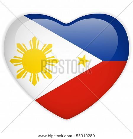 Philippines Flag Heart Glossy Button