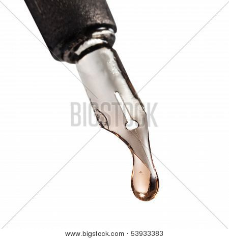 Drop Of Transparent Poison On Nib Of Pen