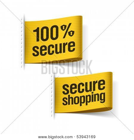 100% secure shopping labels. Vector.