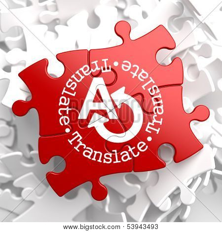 Translating Concept on Red Puzzle.