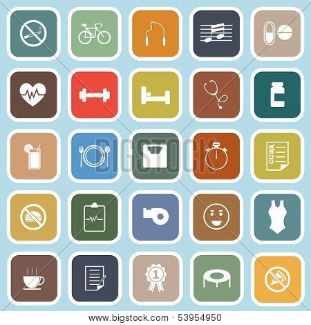 Wellness Flat Icons On Blue Background