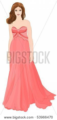 Girls Figure In Red Long Dress.eps