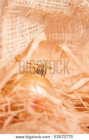 Christmas Boll With Strow In Gold