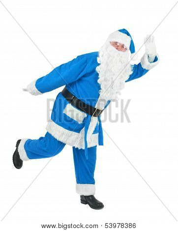 Funny Blue Santa Waves Hand