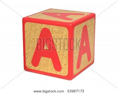 Letter A on Childrens Alphabet Block.