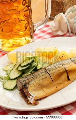 mackerel with potatoes and beer