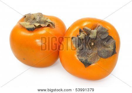 orange persimmon on white background