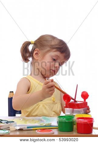 Little girl painting