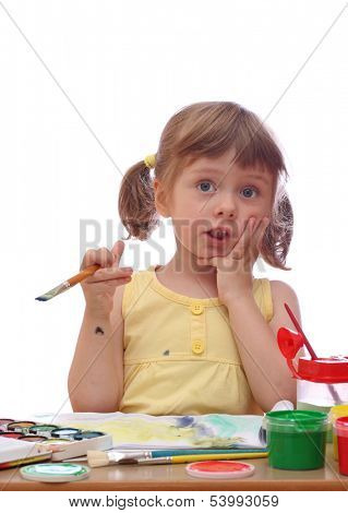 Little girl painting