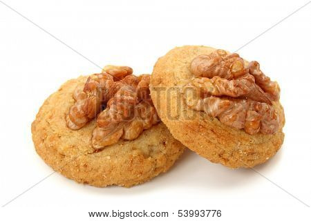 Christmas spice-cakes with walnut isolated on white background