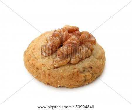 Christmas spice-cake with walnut isolated on white background