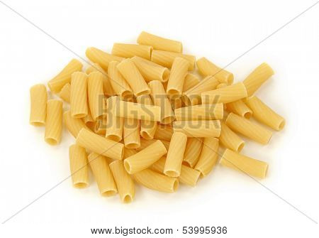 Yellow pasta isolated on white background